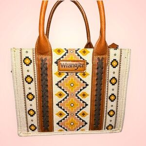 Wrangler western Aztec purse cream canvas bag crossbody shoulder country cowgirl